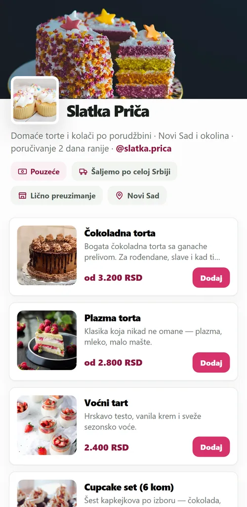 Slatka Priča - demo prodavnica